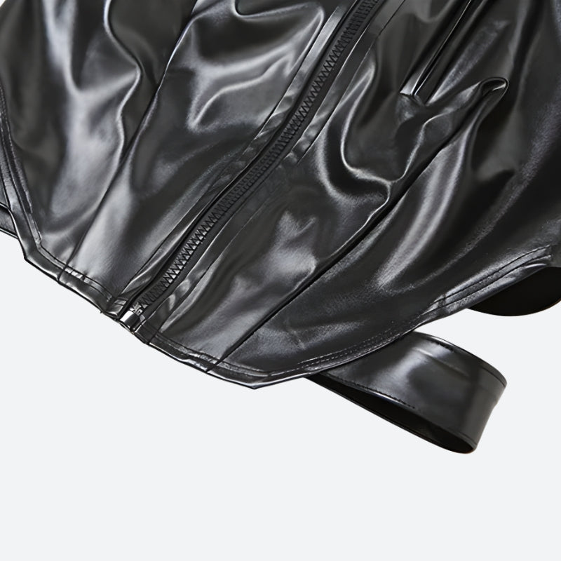 Stylish Work Outfits, Outfit Summer Ideas Cyberpunk Faux Leather Zip Up Top Stylish Work Outfits, Outfit Summer Ideas Cyberpunk Faux Leather Zip Up Top