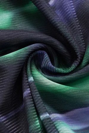 Stylish Work Outfits, Outfit Summer Ideas Cyberpunk Green Lights Mesh Top