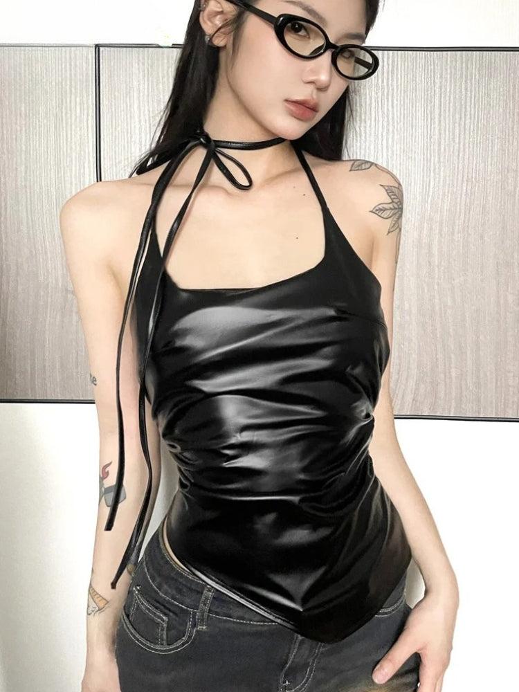 Stylish Work Outfits, Outfit Summer Ideas Cyberpunk Halter Neck Tie Top Stylish Work Outfits, Outfit Summer Ideas Cyberpunk Halter Neck Tie Top