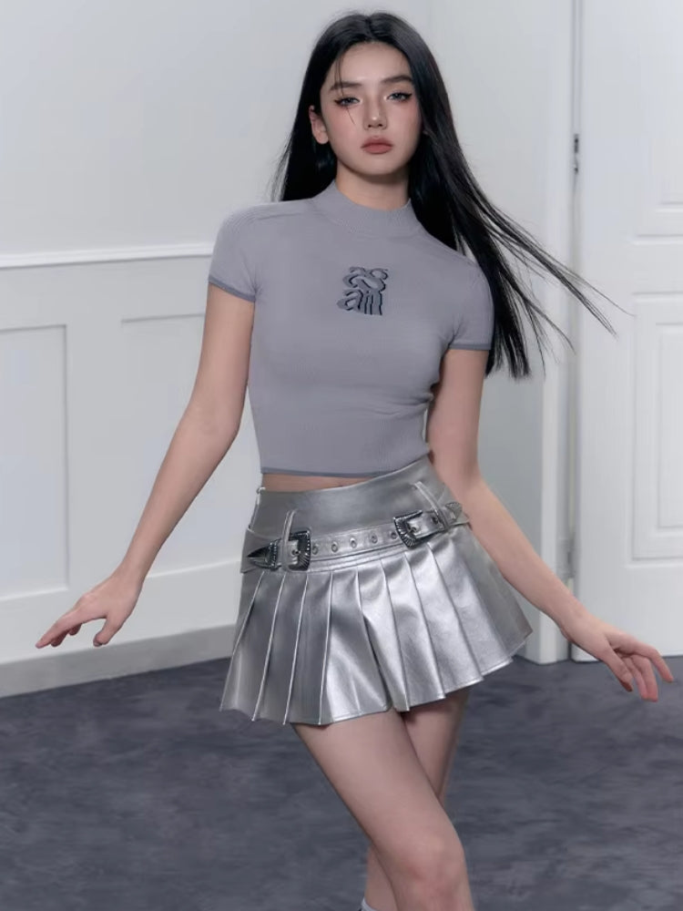 Stylish Work Outfits, Outfit Summer Ideas Cyberpunk Metallic Mini Skirt Stylish Work Outfits, Outfit Summer Ideas Cyberpunk Metallic Mini Skirt