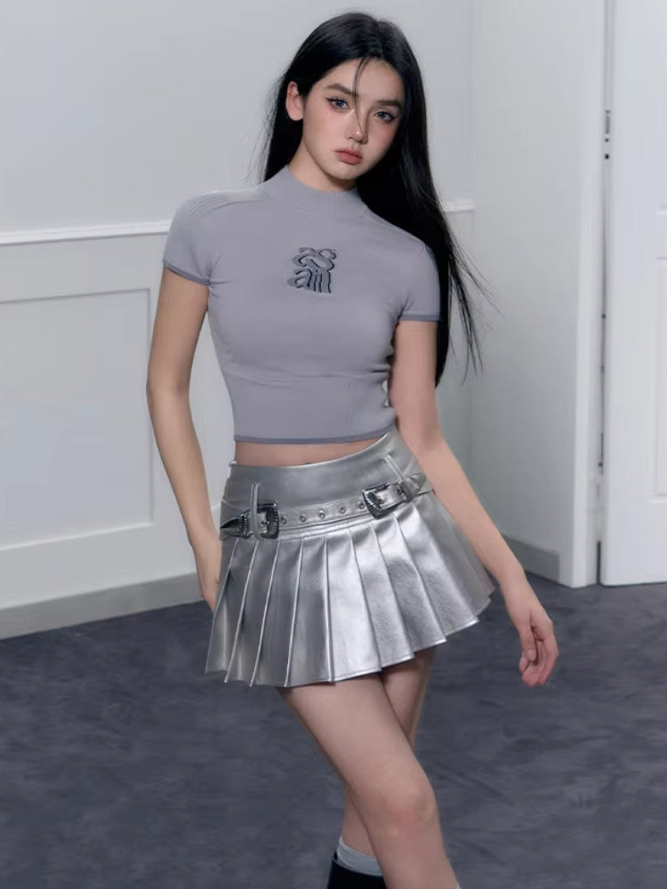 Stylish Work Outfits, Outfit Summer Ideas Cyberpunk Metallic Mini Skirt Stylish Work Outfits, Outfit Summer Ideas Cyberpunk Metallic Mini Skirt