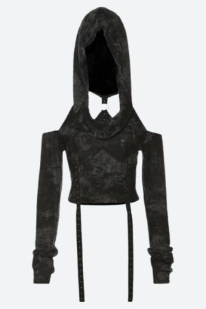 Stylish Work Outfits, Outfit Summer Ideas Cyberpunk Off Shoulder Hooded Top