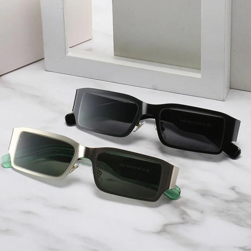 Stylish Work Outfits, Outfit Summer Ideas Cyberpunk Rectangle Metal Sunglasses