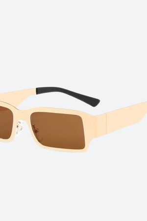 Stylish Work Outfits, Outfit Summer Ideas Cyberpunk Rectangle Metal Sunglasses