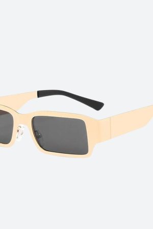 Stylish Work Outfits, Outfit Summer Ideas Cyberpunk Rectangle Metal Sunglasses