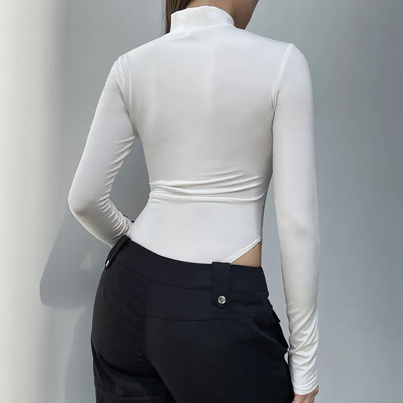 Stylish Work Outfits, Outfit Summer Ideas Cyberpunk Striped Cut Out Bodysuit