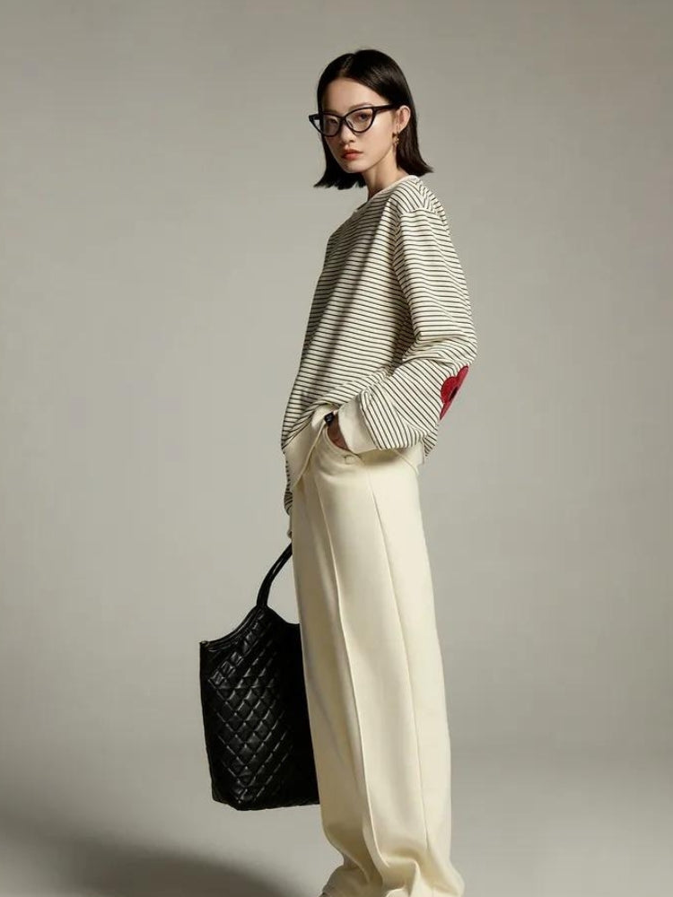 Stylish Work Outfits, Outfit Summer Ideas Daisy Embroidered Striped Sweatshirt Stylish Work Outfits, Outfit Summer Ideas Daisy Embroidered Striped Sweatshirt