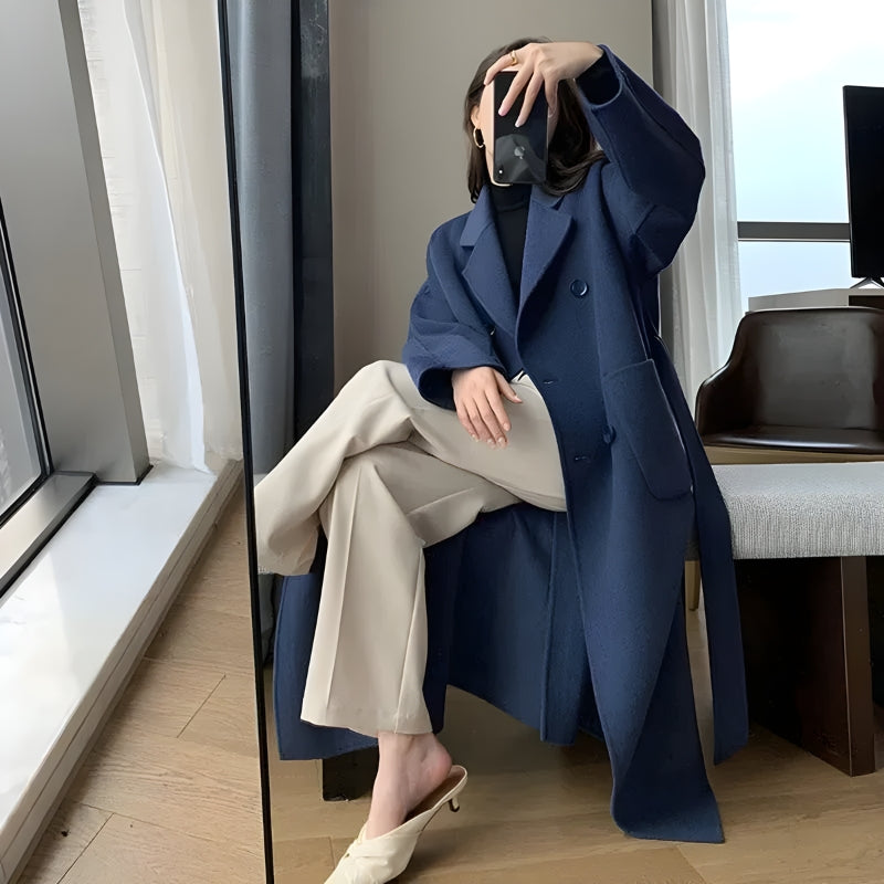 Stylish Work Outfits, Outfit Summer Ideas Dark Academia Belted Long Coat Stylish Work Outfits, Outfit Summer Ideas Dark Academia Belted Long Coat