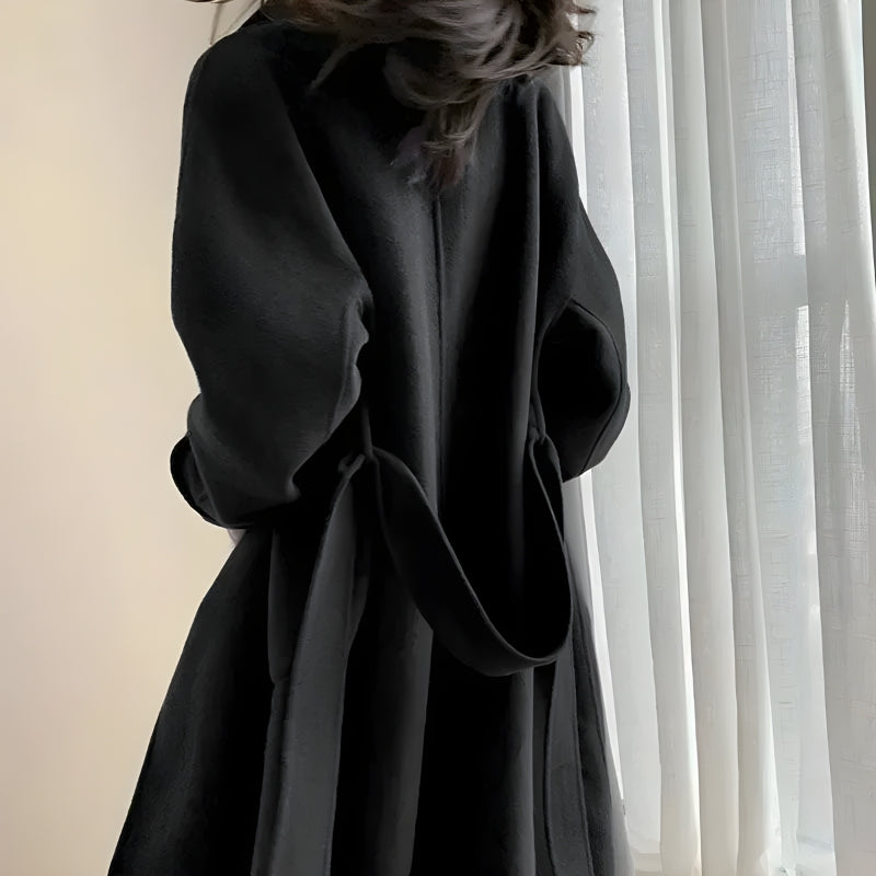Stylish Work Outfits, Outfit Summer Ideas Dark Academia Belted Long Coat Stylish Work Outfits, Outfit Summer Ideas Dark Academia Belted Long Coat
