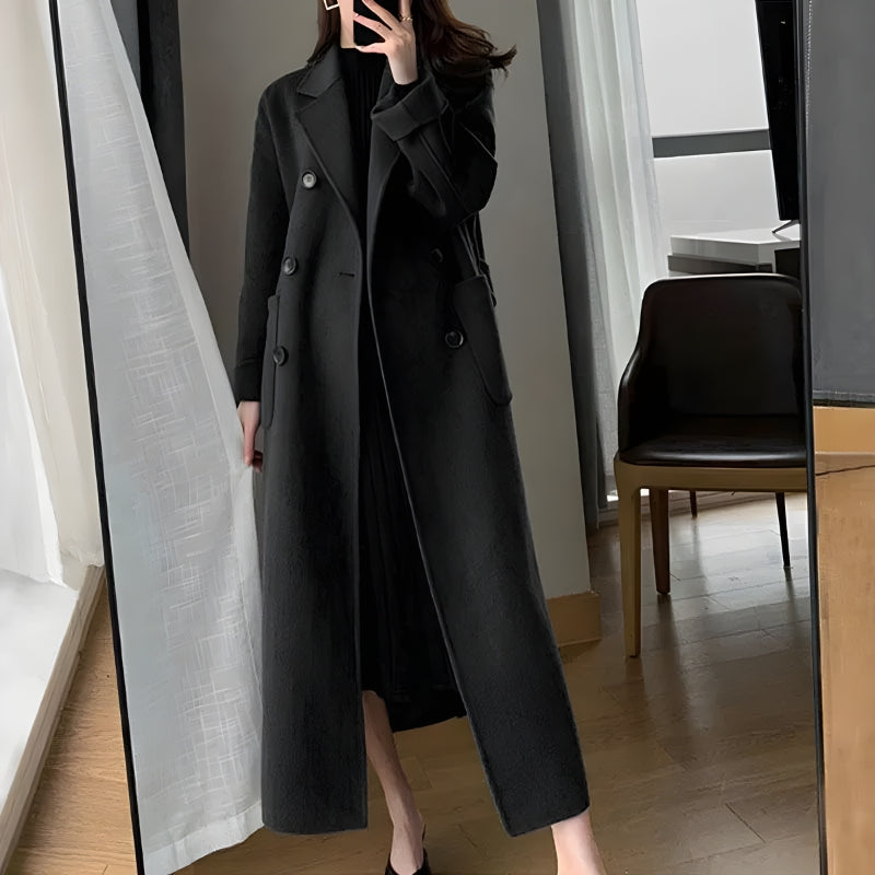 Stylish Work Outfits, Outfit Summer Ideas Dark Academia Belted Long Coat