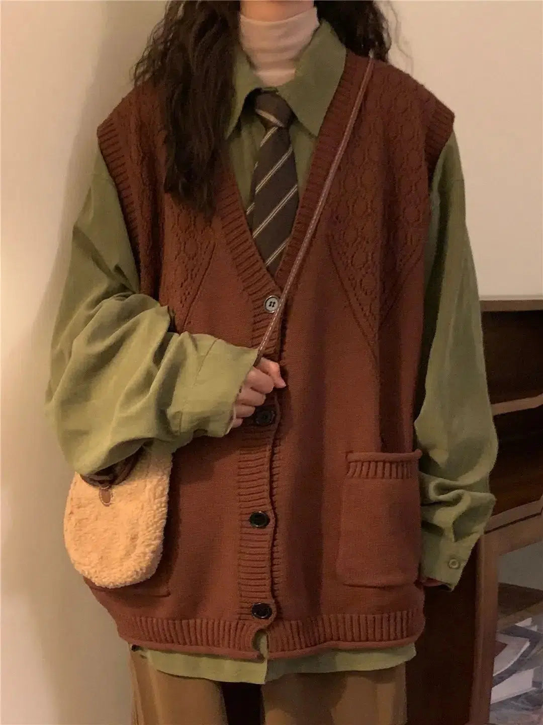 Stylish Work Outfits, Outfit Summer Ideas Dark Academia Deep V-Neck Sleeveless Cardigan Stylish Work Outfits, Outfit Summer Ideas Dark Academia Deep V-Neck Sleeveless Cardigan