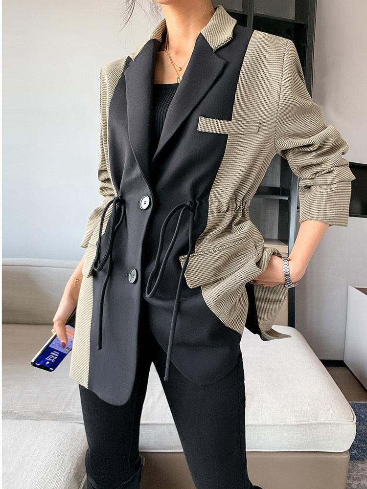 Stylish Work Outfits, Outfit Summer Ideas Dark Academia Double Color Blazer Stylish Work Outfits, Outfit Summer Ideas Dark Academia Double Color Blazer