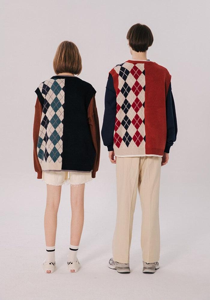 Stylish Work Outfits, Outfit Summer Ideas Dark Academia Half Argyle Sweater Vest Stylish Work Outfits, Outfit Summer Ideas Dark Academia Half Argyle Sweater Vest