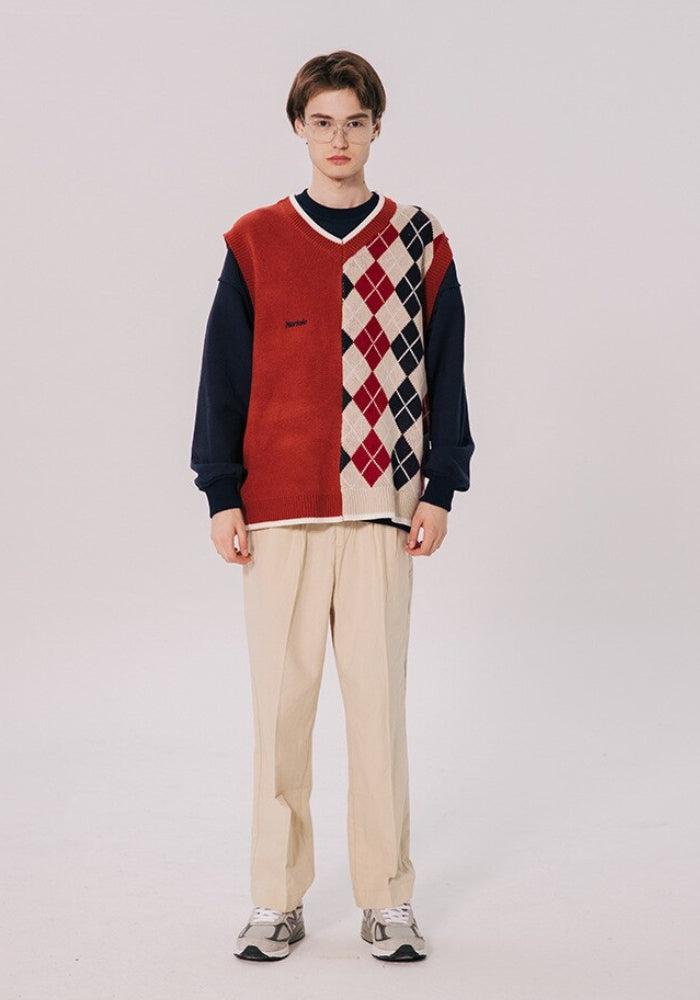 Stylish Work Outfits, Outfit Summer Ideas Dark Academia Half Argyle Sweater Vest Stylish Work Outfits, Outfit Summer Ideas Dark Academia Half Argyle Sweater Vest