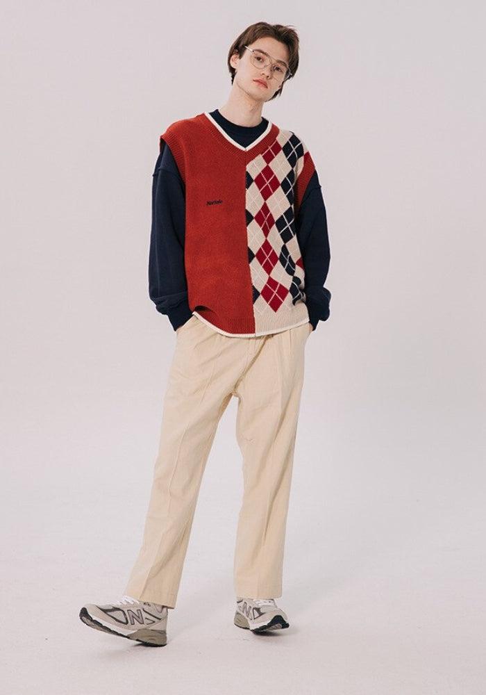 Stylish Work Outfits, Outfit Summer Ideas Dark Academia Half Argyle Sweater Vest Stylish Work Outfits, Outfit Summer Ideas Dark Academia Half Argyle Sweater Vest