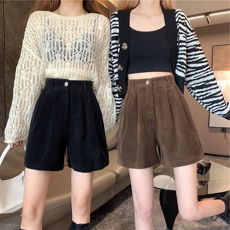 Stylish Work Outfits, Outfit Summer Ideas Dark Academia High Waist Corduroy Shorts Stylish Work Outfits, Outfit Summer Ideas Dark Academia High Waist Corduroy Shorts