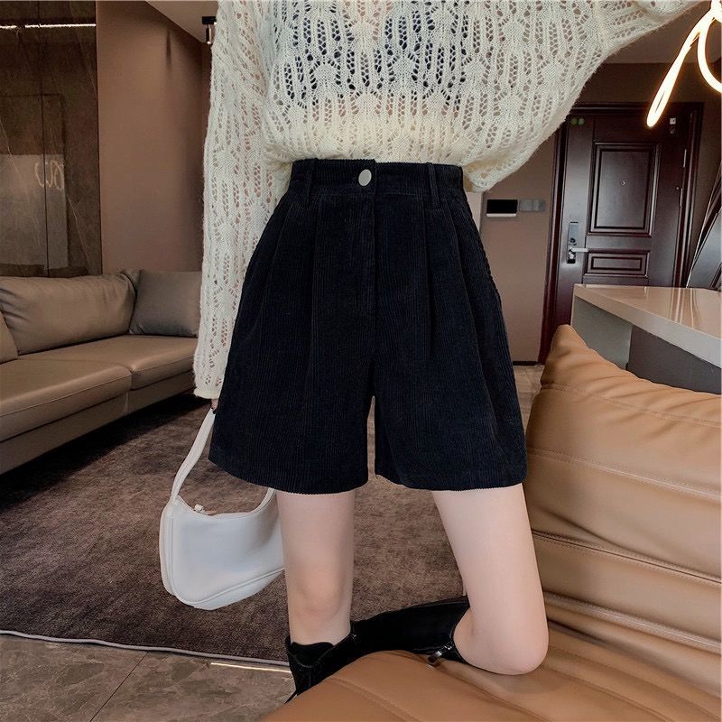 Stylish Work Outfits, Outfit Summer Ideas Dark Academia High Waist Corduroy Shorts Stylish Work Outfits, Outfit Summer Ideas Dark Academia High Waist Corduroy Shorts