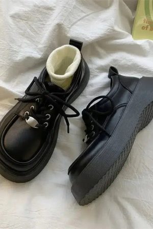 Stylish Work Outfits, Outfit Summer Ideas Dark Academia Lace Up Mary Jane Shoes