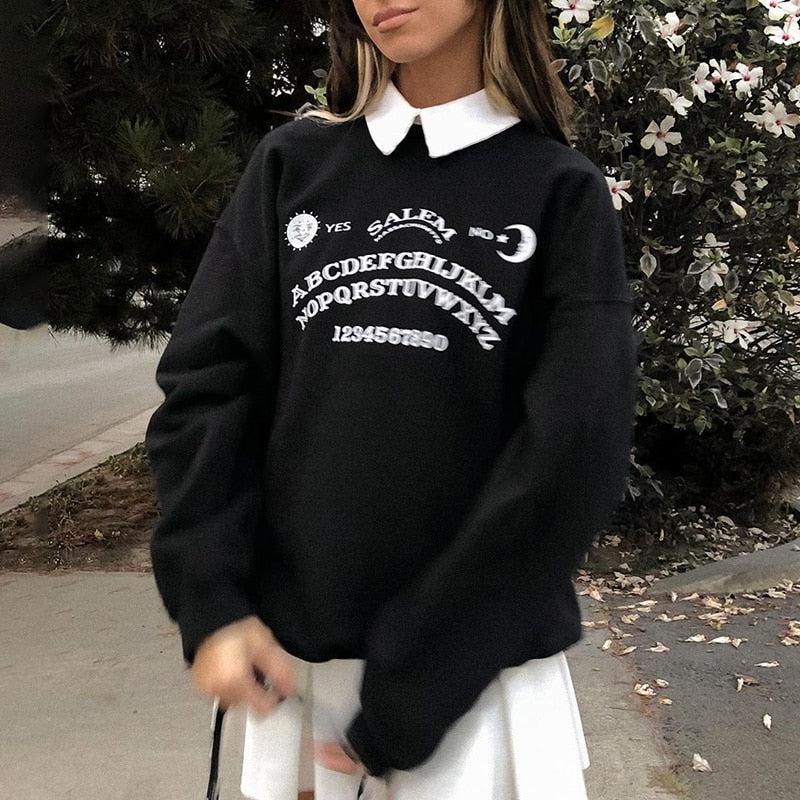 Stylish Work Outfits, Outfit Summer Ideas Dark Academia Letter Print Sweatshirt Stylish Work Outfits, Outfit Summer Ideas Dark Academia Letter Print Sweatshirt
