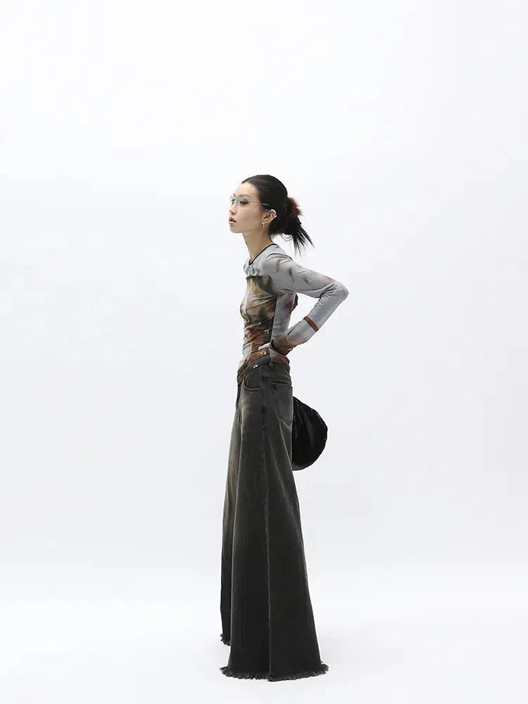 Stylish Work Outfits, Outfit Summer Ideas Dark Wash Distressed Wide Leg Jeans Stylish Work Outfits, Outfit Summer Ideas Dark Wash Distressed Wide Leg Jeans