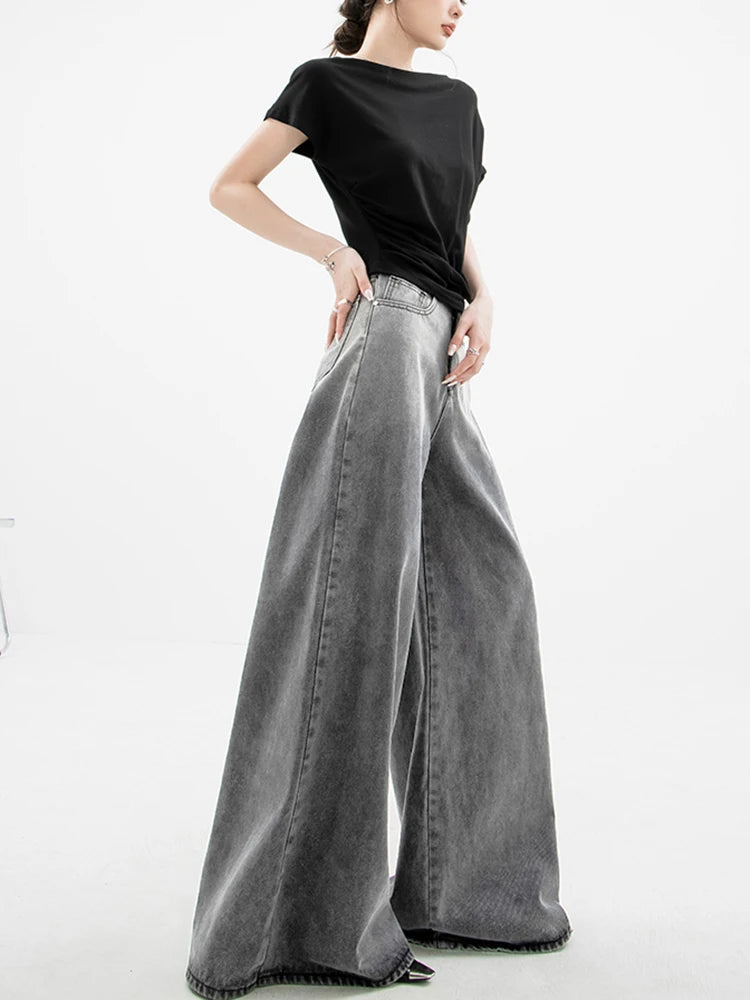 Stylish Work Outfits, Outfit Summer Ideas Dark Wash Super Wide Leg Jeans Stylish Work Outfits, Outfit Summer Ideas Dark Wash Super Wide Leg Jeans