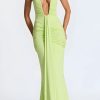 Stylish Work Outfits, Outfit Summer Ideas Deep Plunge Ruched Maxi Dress