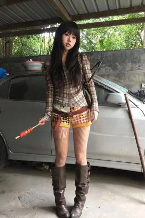 Stylish Work Outfits, Outfit Summer Ideas Deep V Neck Plaid Top