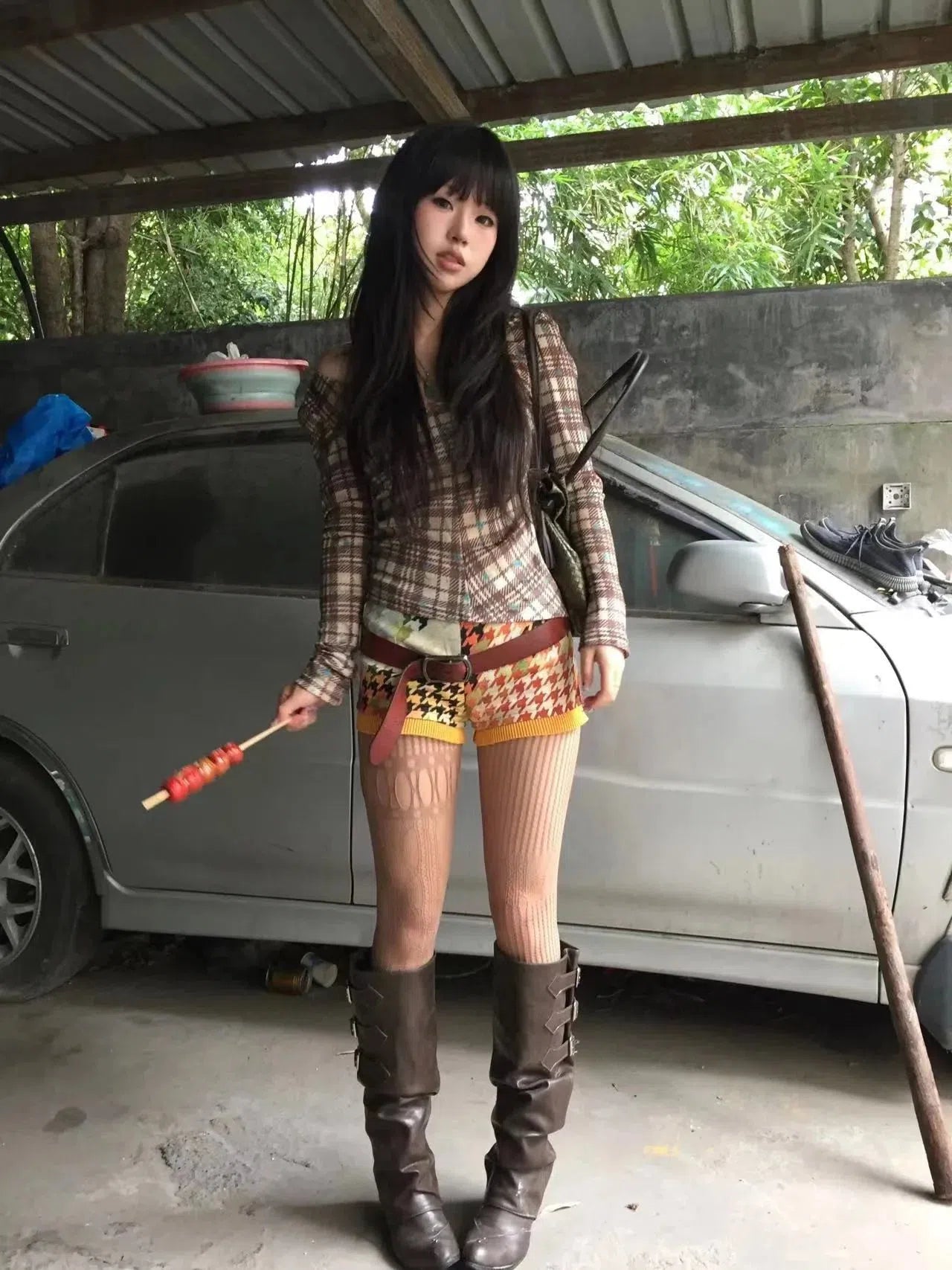 Stylish Work Outfits, Outfit Summer Ideas Deep V Neck Plaid Top Stylish Work Outfits, Outfit Summer Ideas Deep V Neck Plaid Top