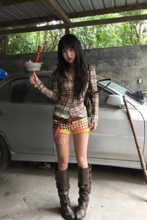 Stylish Work Outfits, Outfit Summer Ideas Deep V Neck Plaid Top