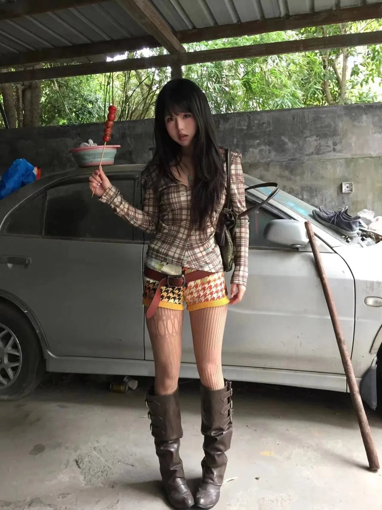 Stylish Work Outfits, Outfit Summer Ideas Deep V Neck Plaid Top Stylish Work Outfits, Outfit Summer Ideas Deep V Neck Plaid Top