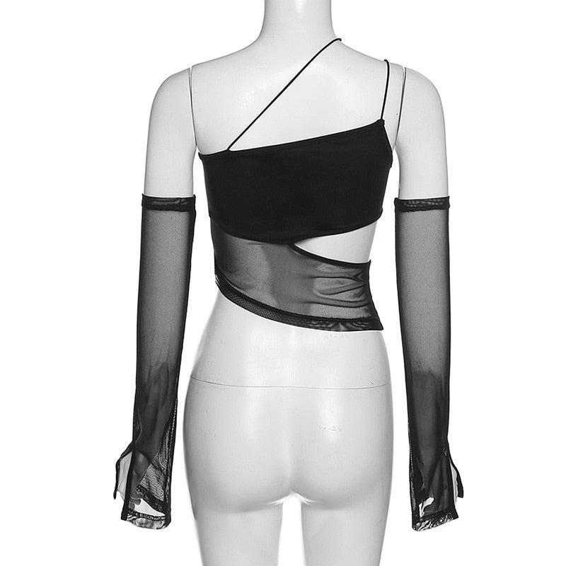 Stylish Work Outfits, Outfit Summer Ideas Detachable Sleeved Mesh Halter Top Stylish Work Outfits, Outfit Summer Ideas Detachable Sleeved Mesh Halter Top