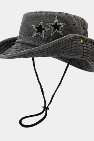 Stylish Work Outfits, Outfit Summer Ideas Disco Cowgirl Star Printed Denim Hat
