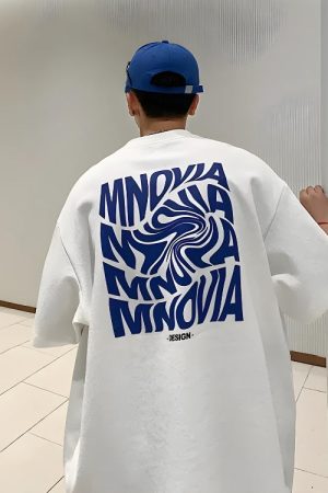 Stylish Work Outfits, Outfit Summer Ideas Distorted Text Graphic Tee