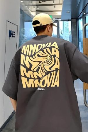 Stylish Work Outfits, Outfit Summer Ideas Distorted Text Graphic Tee