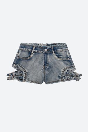 Stylish Work Outfits, Outfit Summer Ideas Distressed Cut Out Denim Shorts