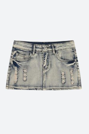 Stylish Work Outfits, Outfit Summer Ideas Distressed Low Rise Mini Skirt