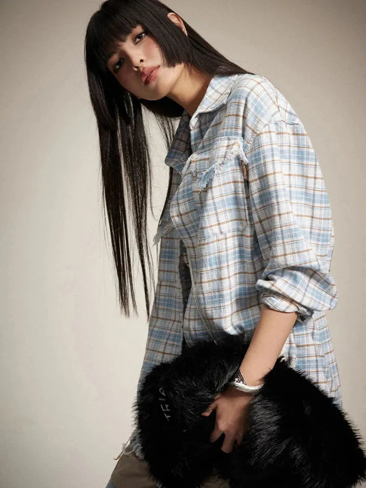 Stylish Work Outfits, Outfit Summer Ideas Distressed Plaid Shirt Stylish Work Outfits, Outfit Summer Ideas Distressed Plaid Shirt
