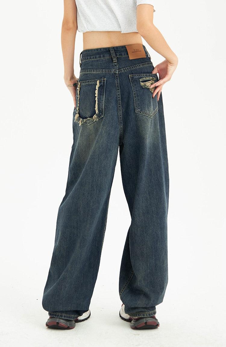 Stylish Work Outfits, Outfit Summer Ideas Distressed Pockets Wide Leg Baggy Jeans Stylish Work Outfits, Outfit Summer Ideas Distressed Pockets Wide Leg Baggy Jeans