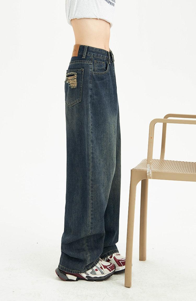 Stylish Work Outfits, Outfit Summer Ideas Distressed Pockets Wide Leg Baggy Jeans Stylish Work Outfits, Outfit Summer Ideas Distressed Pockets Wide Leg Baggy Jeans