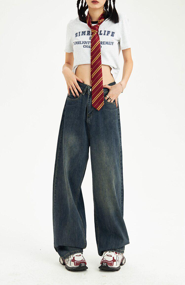 Stylish Work Outfits, Outfit Summer Ideas Distressed Pockets Wide Leg Baggy Jeans Stylish Work Outfits, Outfit Summer Ideas Distressed Pockets Wide Leg Baggy Jeans