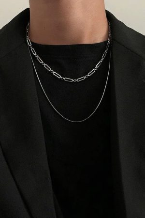 Stylish Work Outfits, Outfit Summer Ideas Double Chain Necklace