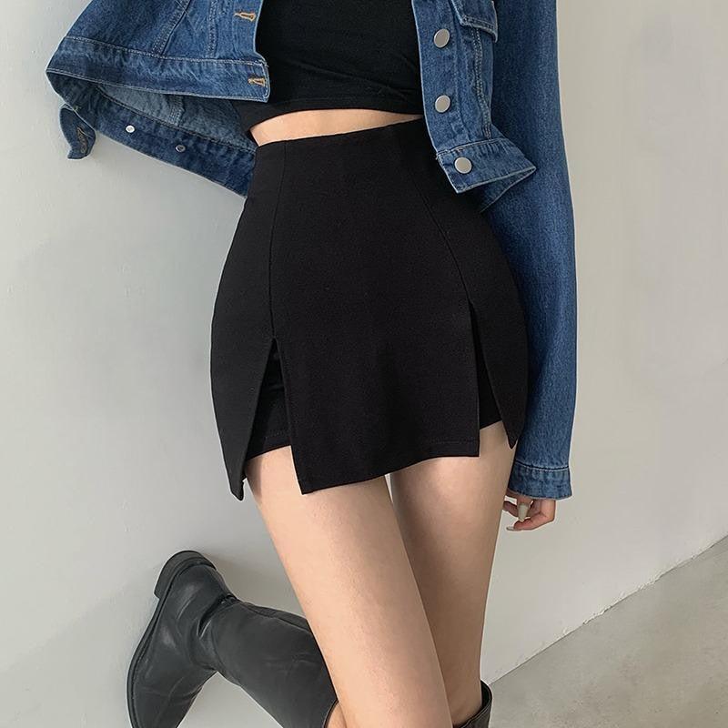 Stylish Work Outfits, Outfit Summer Ideas Double Side Slit Mini Skort