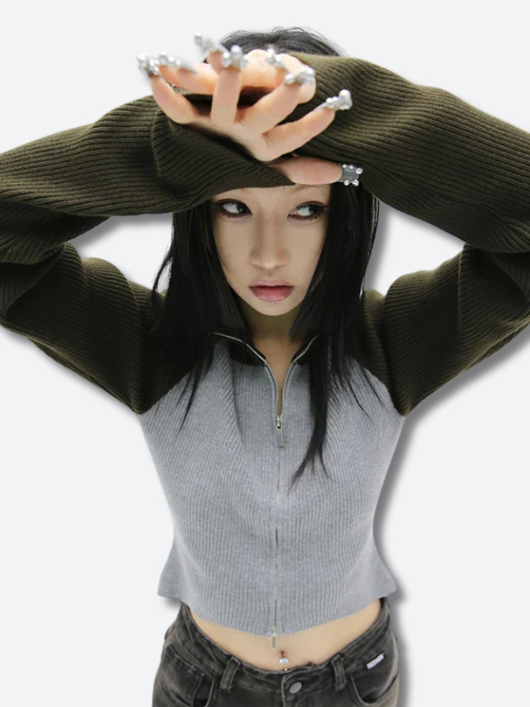 Stylish Work Outfits, Outfit Summer Ideas Double Zip-Up Ribbed Cardigan Stylish Work Outfits, Outfit Summer Ideas Double Zip-Up Ribbed Cardigan