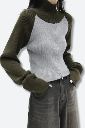 Stylish Work Outfits, Outfit Summer Ideas Double Zip-Up Ribbed Cardigan
