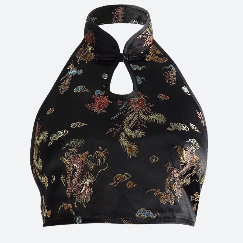 Stylish Work Outfits, Outfit Summer Ideas Dragon Backless Crop Top Stylish Work Outfits, Outfit Summer Ideas Dragon Backless Crop Top