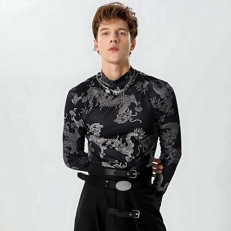 Stylish Work Outfits, Outfit Summer Ideas Dragon High Neck Top Stylish Work Outfits, Outfit Summer Ideas Dragon High Neck Top