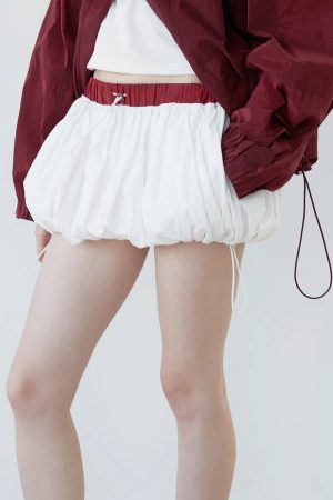 Stylish Work Outfits, Outfit Summer Ideas Drawstring Bubble Mini Skirt