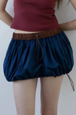 Stylish Work Outfits, Outfit Summer Ideas Drawstring Bubble Mini Skirt