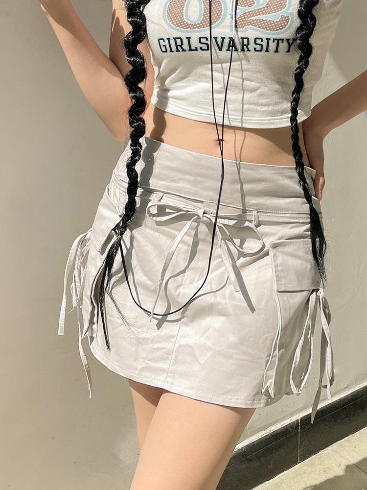 Stylish Work Outfits, Outfit Summer Ideas Drawstring Cargo Mini Skirt
