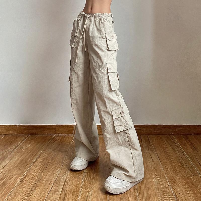 Stylish Work Outfits, Outfit Summer Ideas Drawstring Low Rise Cargo Pants